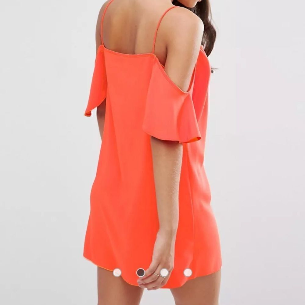 ASOS Cold Shoulder Slip Dress Size 6 Orange - Picture 4 of 12